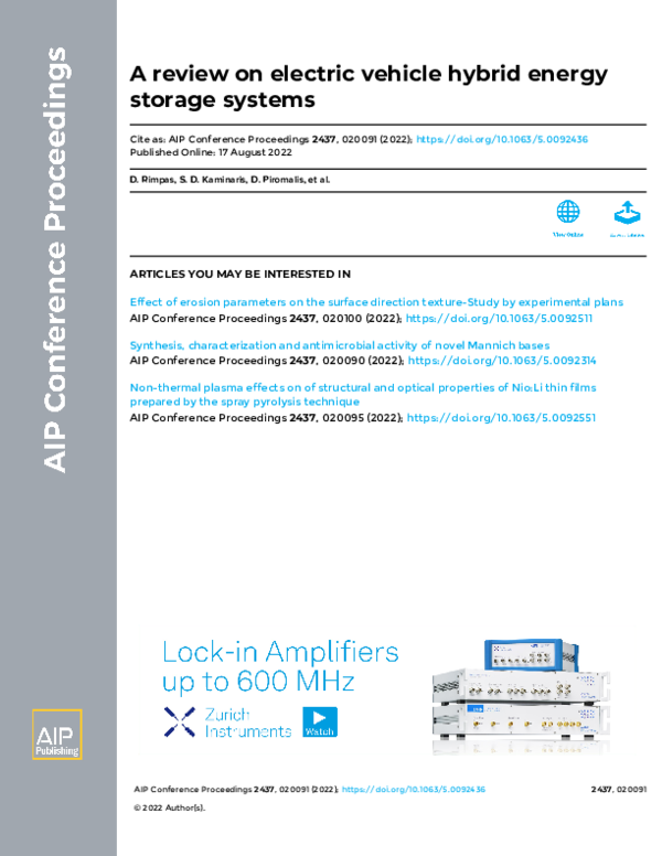 (PDF) A review on electric vehicle hybrid energy storage systems