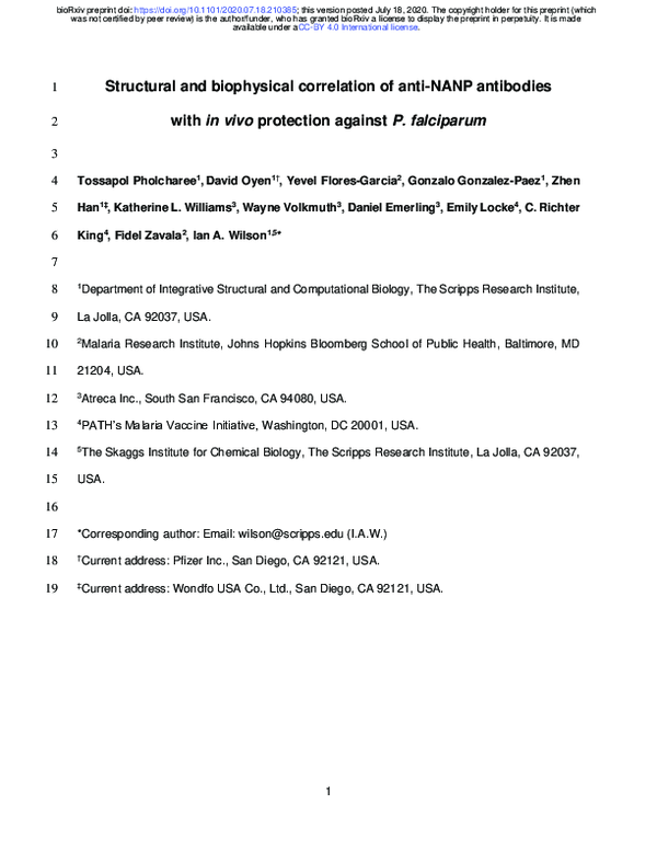 (PDF) Structural and biophysical correlation of anti-NANP antibodies ...