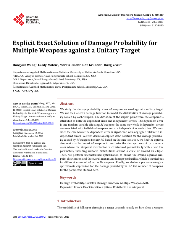 (PDF) Explicit Exact Solution of Damage Probability for Multiple ...