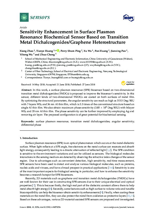 (PDF) Sensitivity enhancement in surface plasmon resonance sensors ...