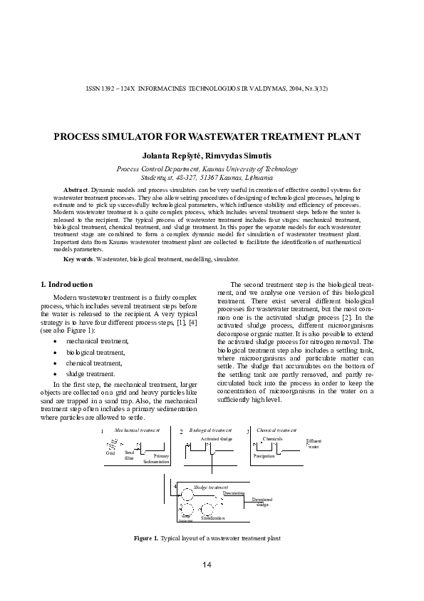 (PDF) Process Simulator for Wastewater Treatment Plant