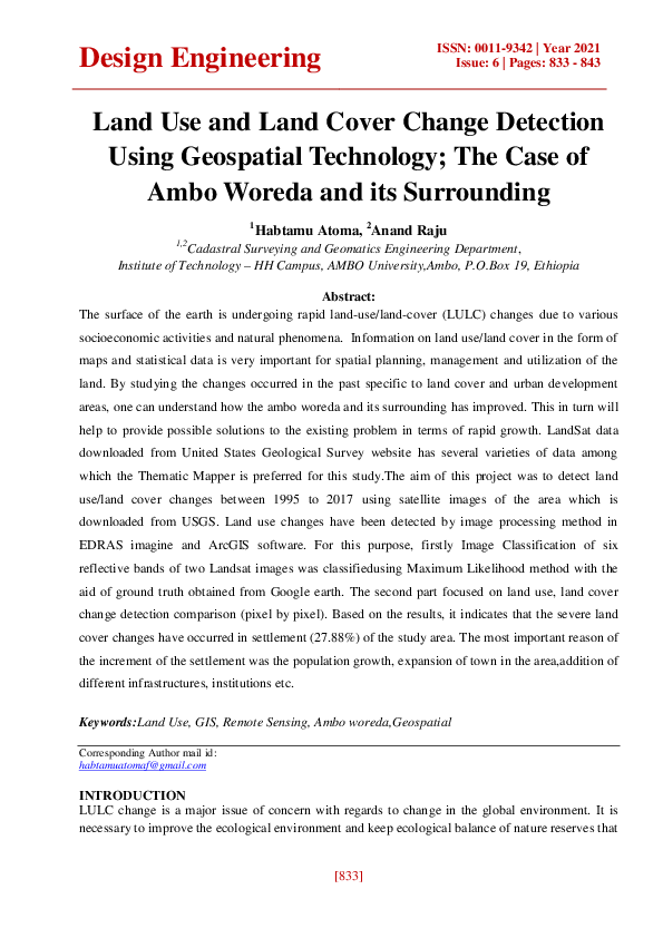 (PDF) Land Use and Land Cover Change Detection Using Geospatial ...