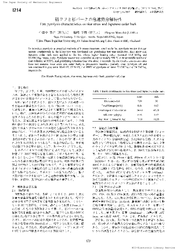 (PDF) I214 Fast pyrolysis characteristics on rice straw and Japanese ...