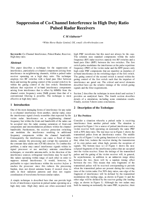 (PDF) Suppression of Co-Channel Interference in High Duty Ratio Pulsed ...