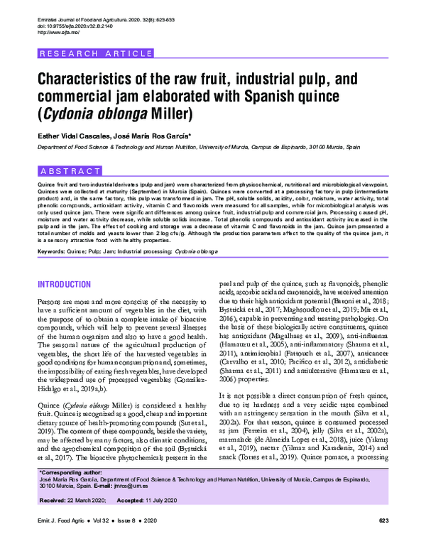(PDF) Characteristics of the raw fruit, industrial pulp, and commercial ...
