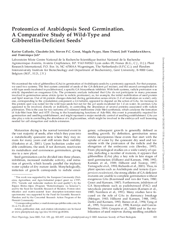 (PDF) Proteomics of Arabidopsis Seed Germination. A Comparative Study ...