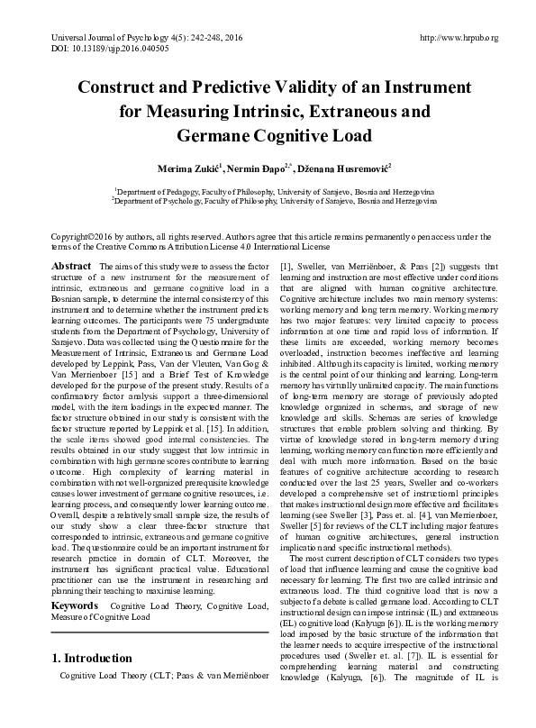 (PDF) Construct and Predictive Validity of an Instrument for Measuring ...
