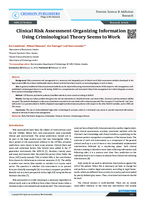 (PDF) Clinical Risk Assessment-Organizing Information Using ...