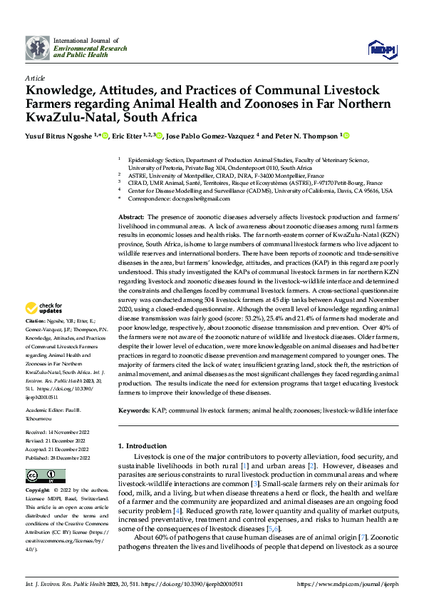 (PDF) Knowledge, Attitudes, and Practices of Communal Livestock Farmers ...