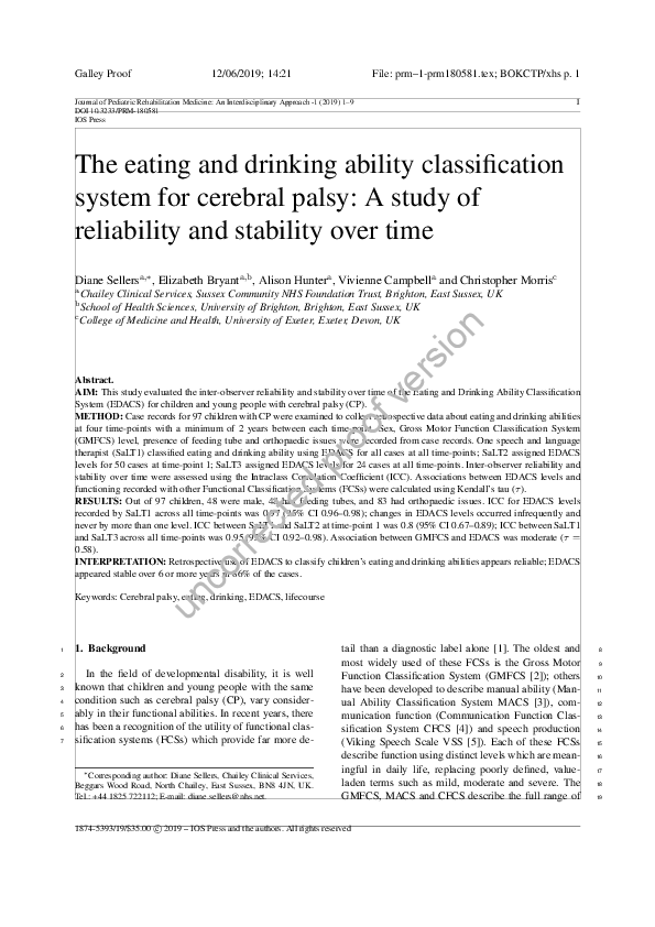 (PDF) Eating and Drinking Ability Classification System