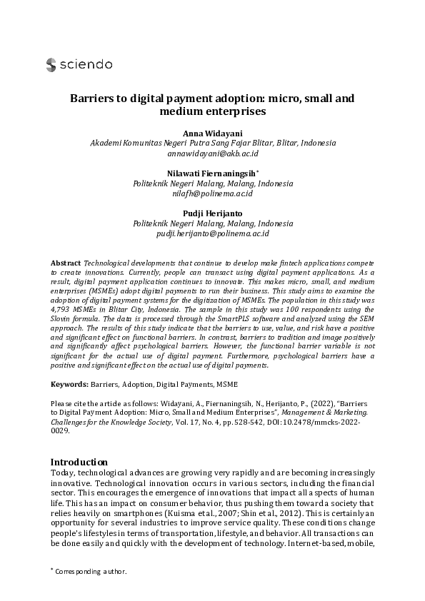 (PDF) Barriers to digital payment adoption: micro, small and medium ...
