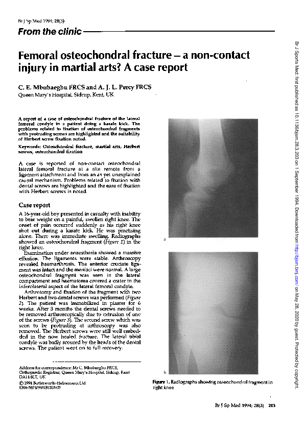 (PDF) Femoral osteochondral fracture--a non-contact injury in martial ...