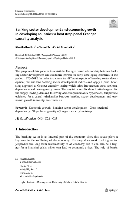 (PDF) Banking sector development and economic growth in ARF countries ...
