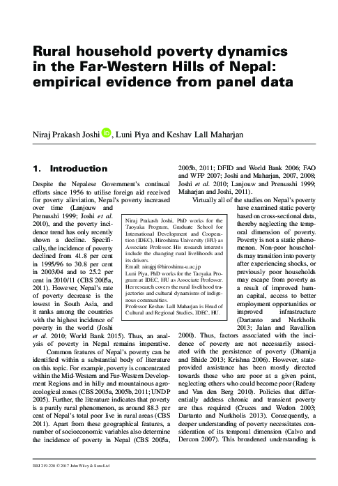 (PDF) Rural household poverty dynamics in the Far-Western Hills of ...