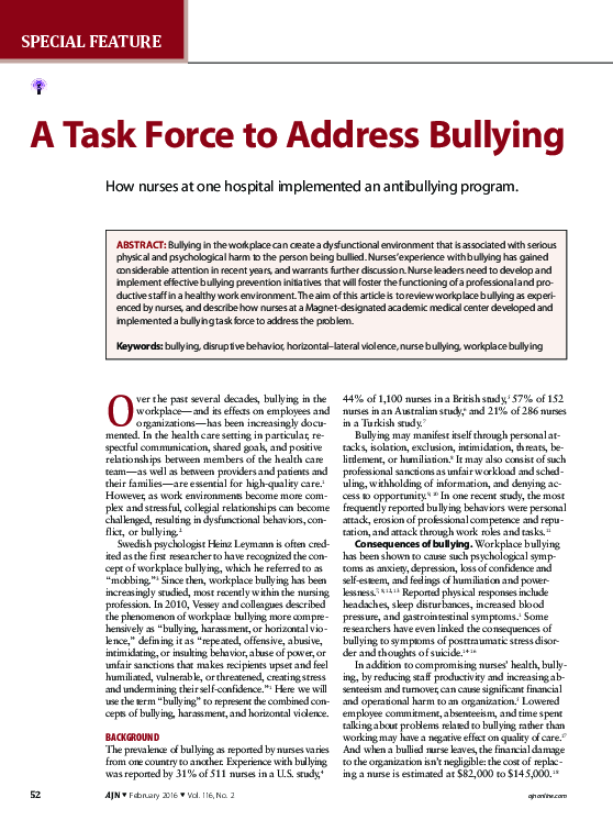 (PDF) A Task Force to Address Bullying
