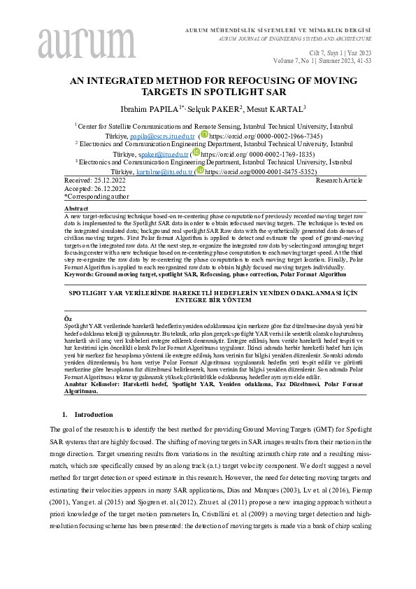 (PDF) An Integrated Method for Refocusing of Moving Targets in ...