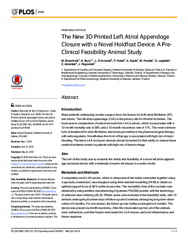 (PDF) The New 3D Printed Left Atrial Appendage Closure with a Novel ...