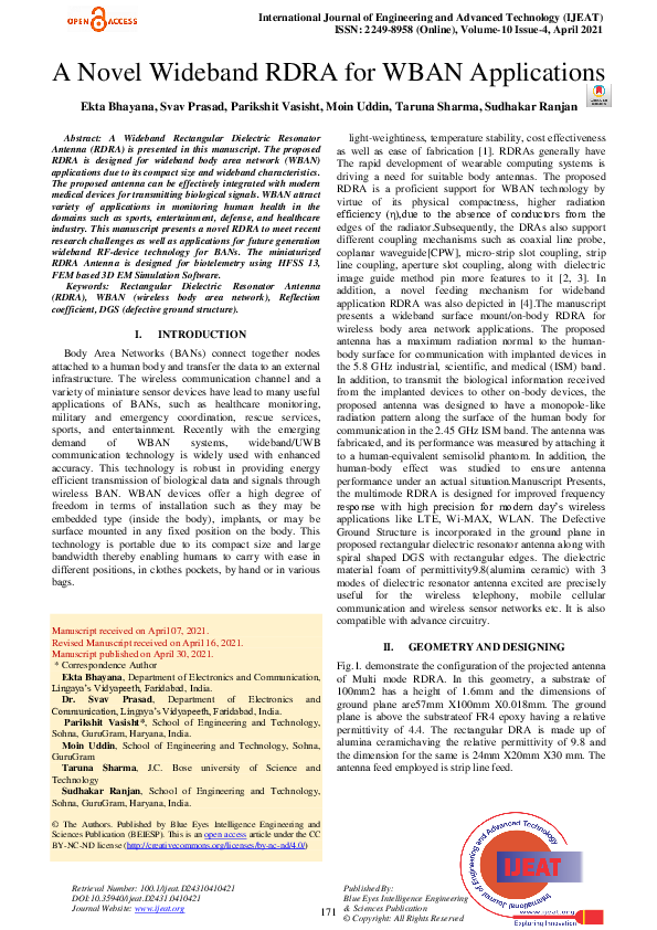 (PDF) A Novel Wideband RDRA for WBAN Applications