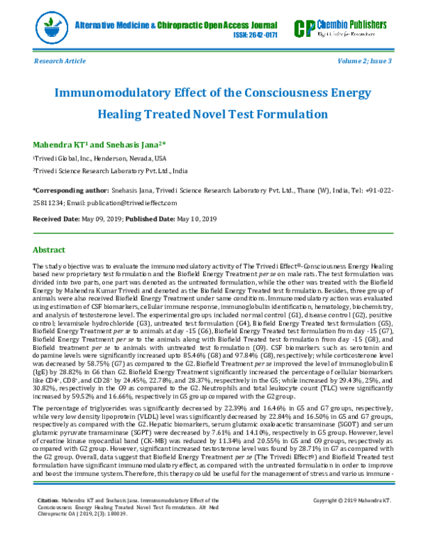 (PDF) Immunomodulatory Effect of the Consciousness Energy Healing ...
