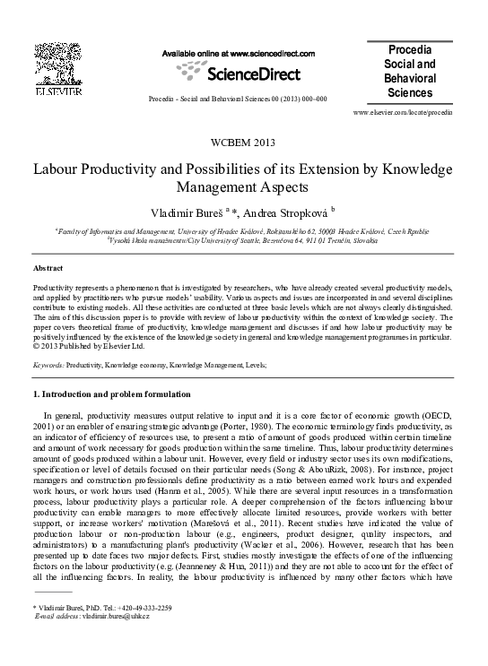 (PDF) Labour Productivity and Possibilities of its Extension by ...