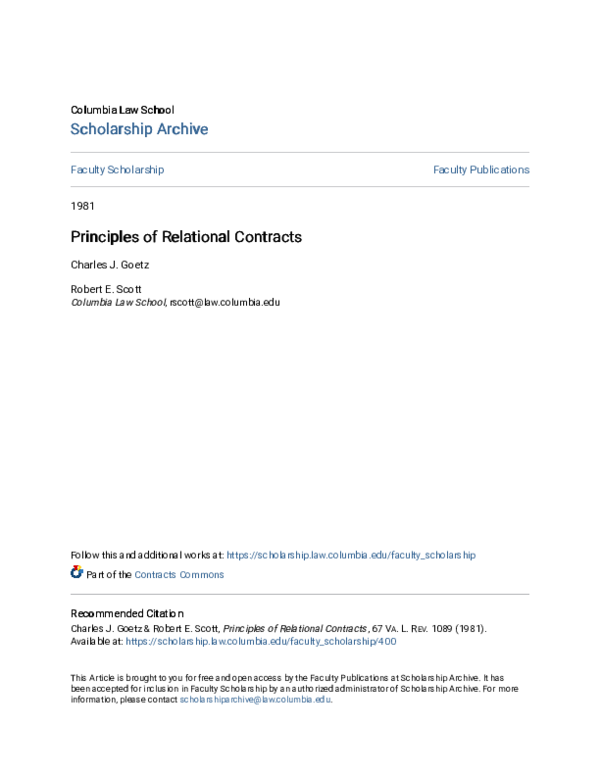 (PDF) Principles of Relational Contracts