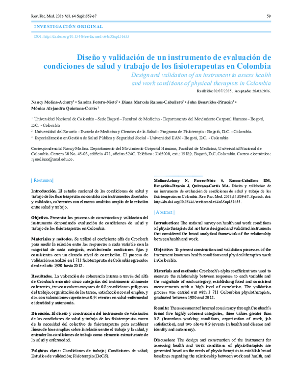 (PDF) Design and validation of an instrument to assess health and work ...