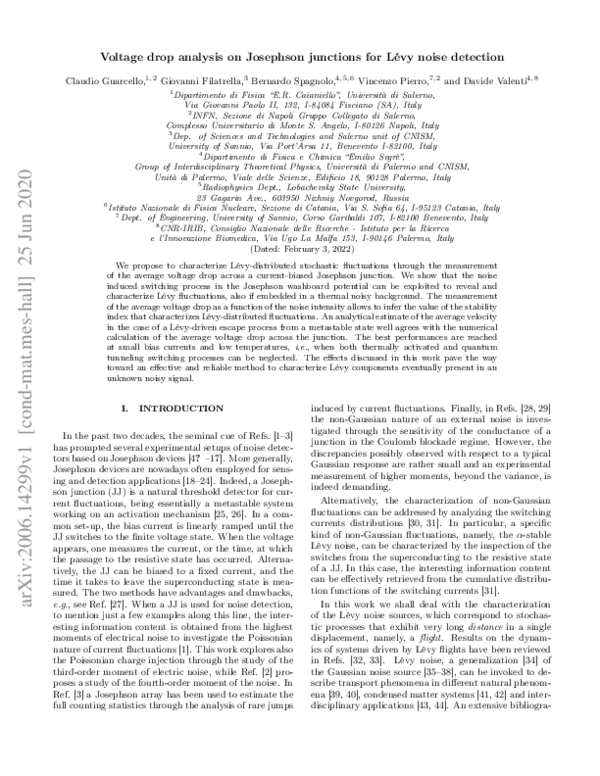 (PDF) Voltage drop analysis on Josephson junctions for Lévy noise detection