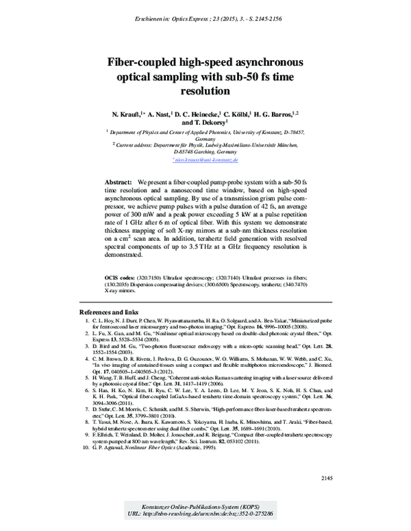 (PDF) Fiber-coupled high-speed asynchronous optical sampling with sub ...