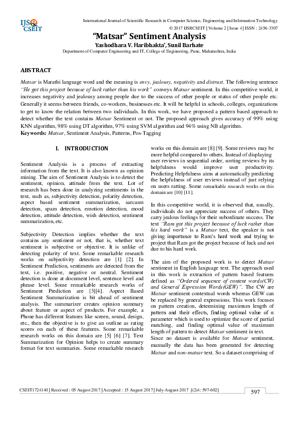 (PDF) Matsar' Sentiment Analysis