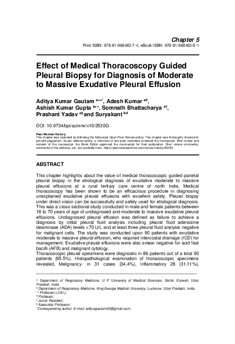 (PDF) Effect of Medical Thoracoscopy Guided Pleural Biopsy for ...