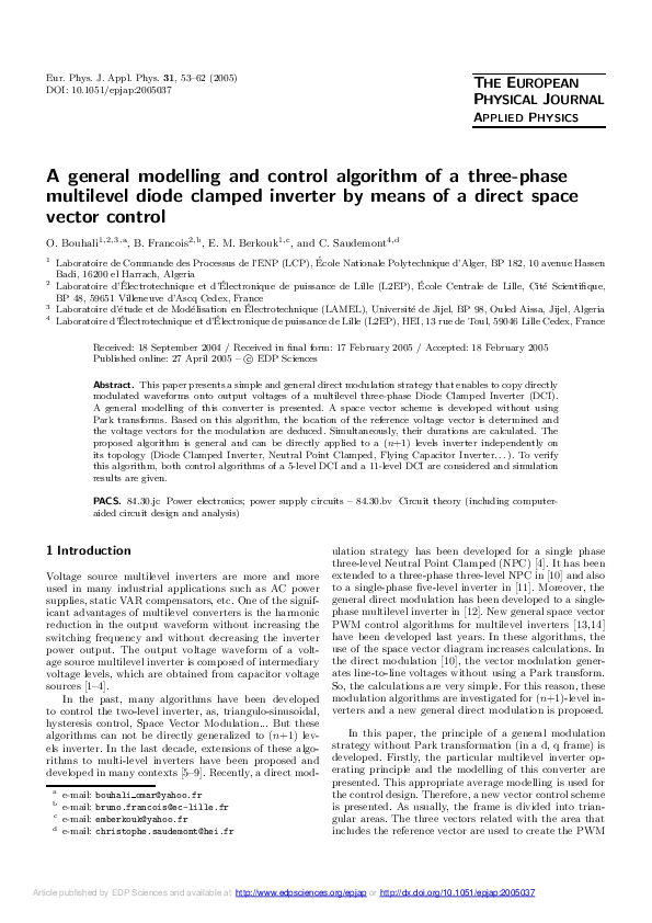 (PDF) A general modelling and control algorithm of a three-phase ...