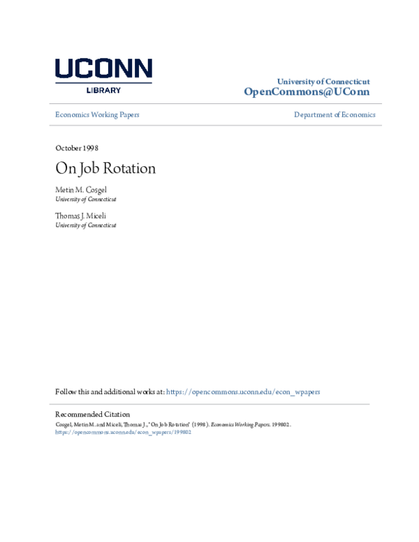 (PDF) On Job Rotation