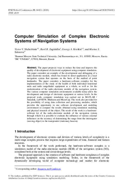 (PDF) Computer Simulation of Complex Electronic Systems of Navigation ...