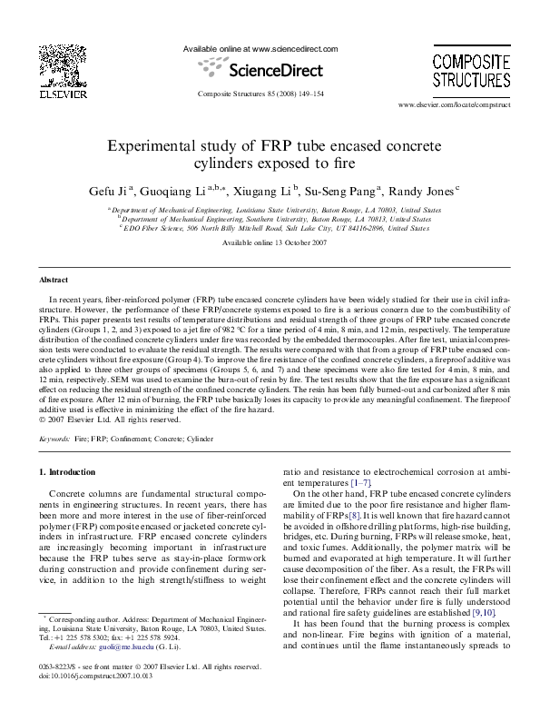 (PDF) Experimental Study of FRP Tube-encased Concrete Columns
