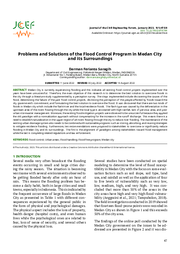 (PDF) Problems and Solutions for the Flood Control Program in Medan ...