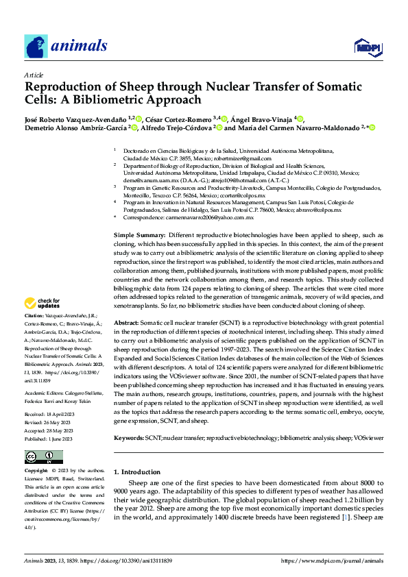 (PDF) Reproduction of Sheep through Nuclear Transfer of Somatic Cells ...