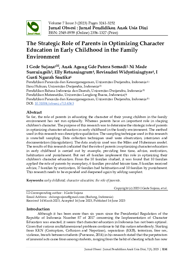 (PDF) The Strategic Role of Parents in Optimizing Character Education ...