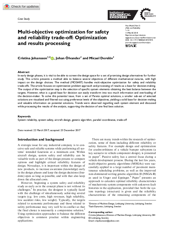 (PDF) Multi-objective optimization for safety and reliability trade-off ...