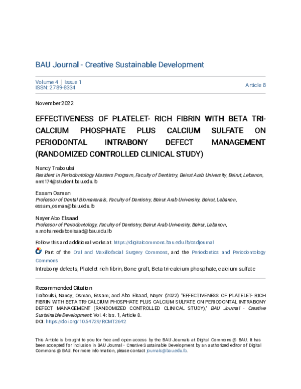 (PDF) Effectiveness of Platelet- Rich Fibrin with Beta Tri-Calcium ...