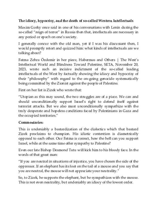 (DOC) The idiocy, hypocrisy, and the death of so-called Western ...