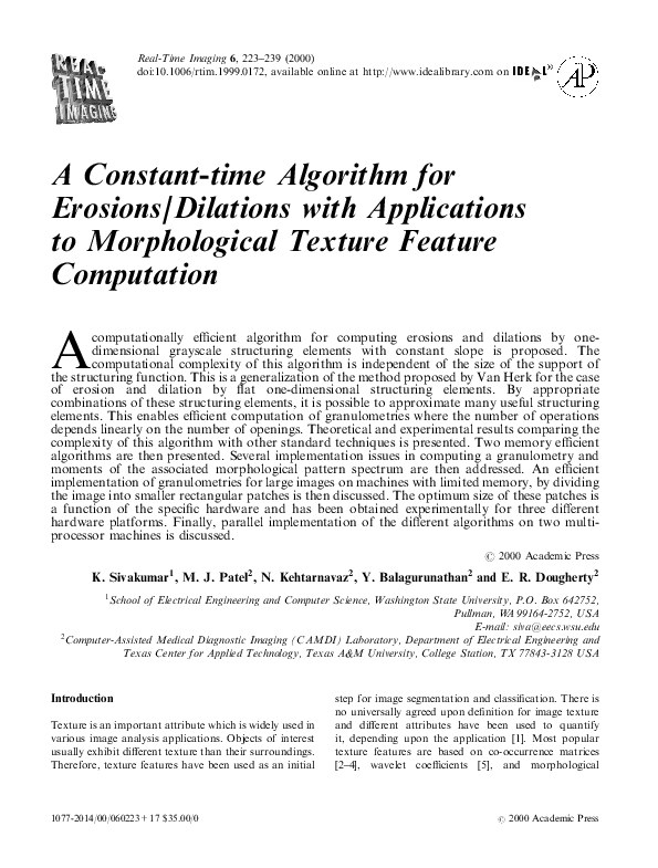 (PDF) A Constant-time Algorithm for Erosions/Dilations with ...