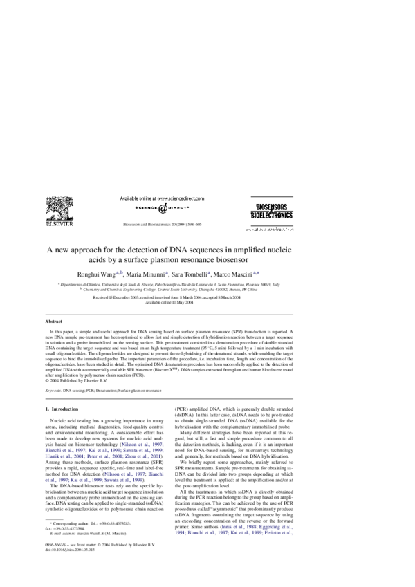 (PDF) A new approach for the detection of DNA sequences in amplified ...