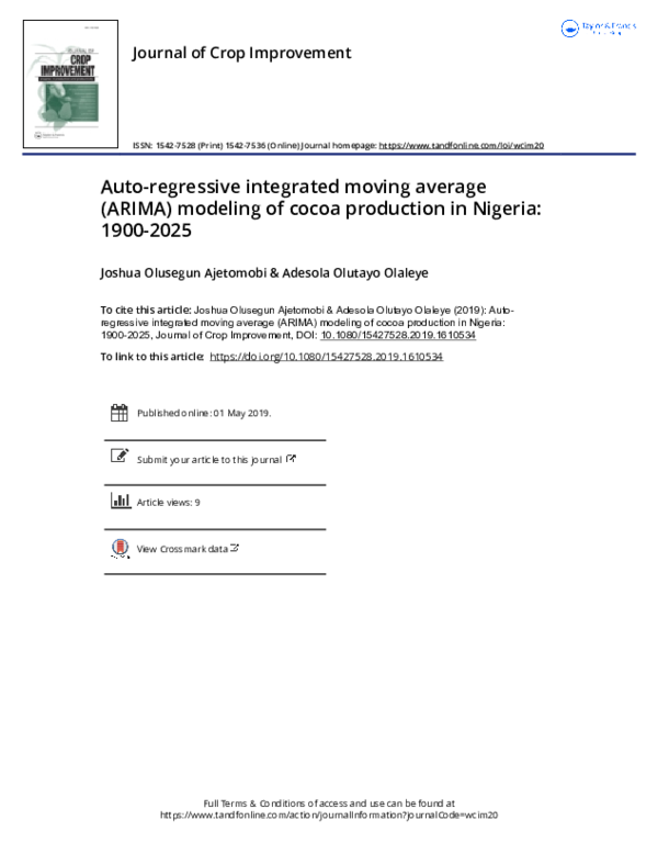 (PDF) Autoregressive Integrated Moving Average (ARIMA) Models for Birth ...