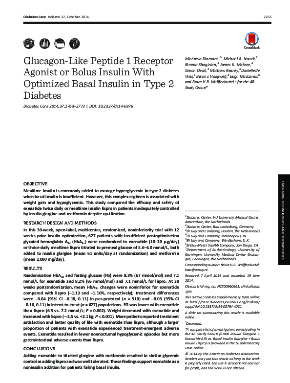 (PDF) Glucagon-Like Peptide 1 Receptor Agonist or Bolus Insulin With ...