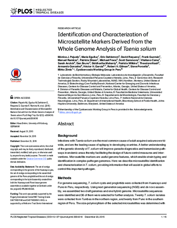 (PDF) Identification and Characterization of Microsatellite Markers ...