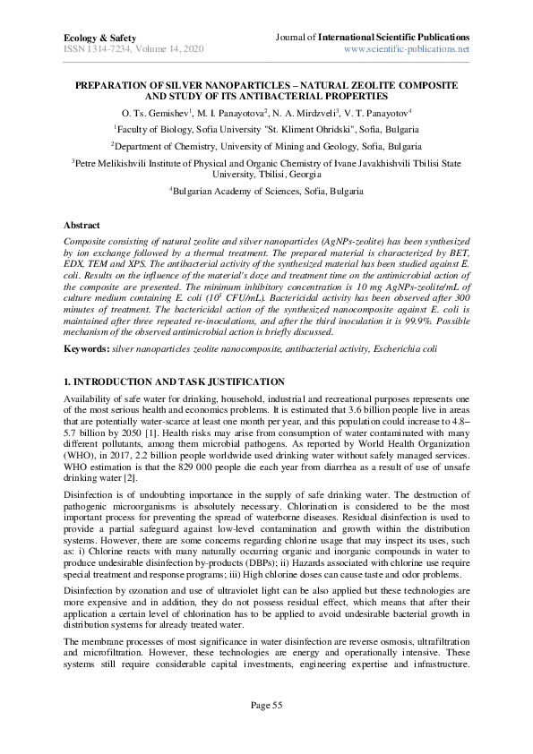 (PDF) Preparation of Silver Nanoparticles – Natural Zeolite Composite ...