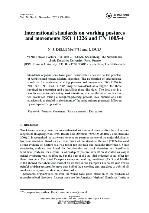 (PDF) International standards on working postures and movements ISO ...