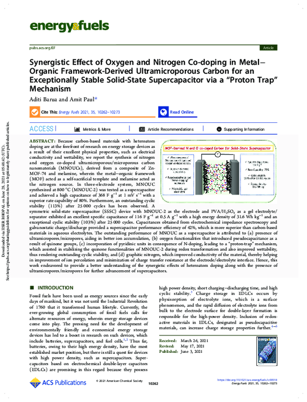 (PDF) Synergistic Effect of Oxygen and Nitrogen Co-doping in Metal− ...