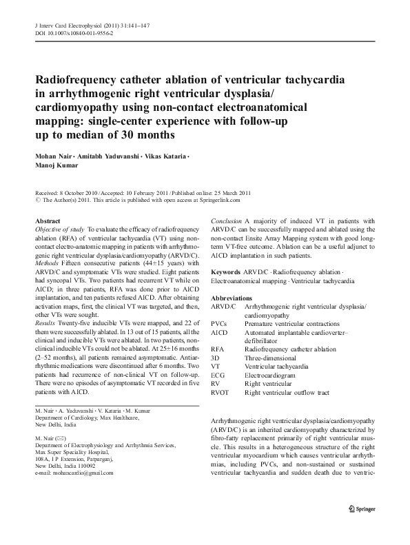 (PDF) Radiofrequency catheter ablation of ventricular tachycardia in ...