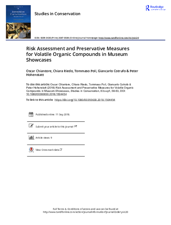 (PDF) Risk Assessment and Preservative Measures for Volatile Organic ...